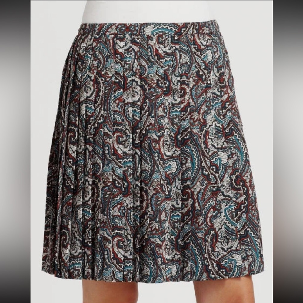 LA VIA 18 Lavia 40 Pleated Paisley Lined‎ Mini Skirt Multi Color Sz 8 Italy $385